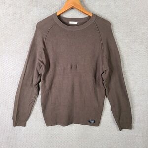Bayflow Sweater Mens 3‎ (US Large) Brown Waffle Rib Knit Pullover Crew Neck